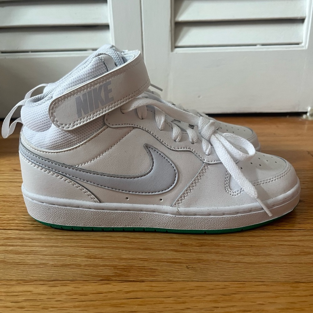 Nike Court Borough Mid 2 White and Gray High-Top Sneakers with Leather Upper